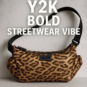 Ralph Lauren Cheetah Print Nylon Shoulder Bag Leopard Y2K Bold Streetwear Vibe